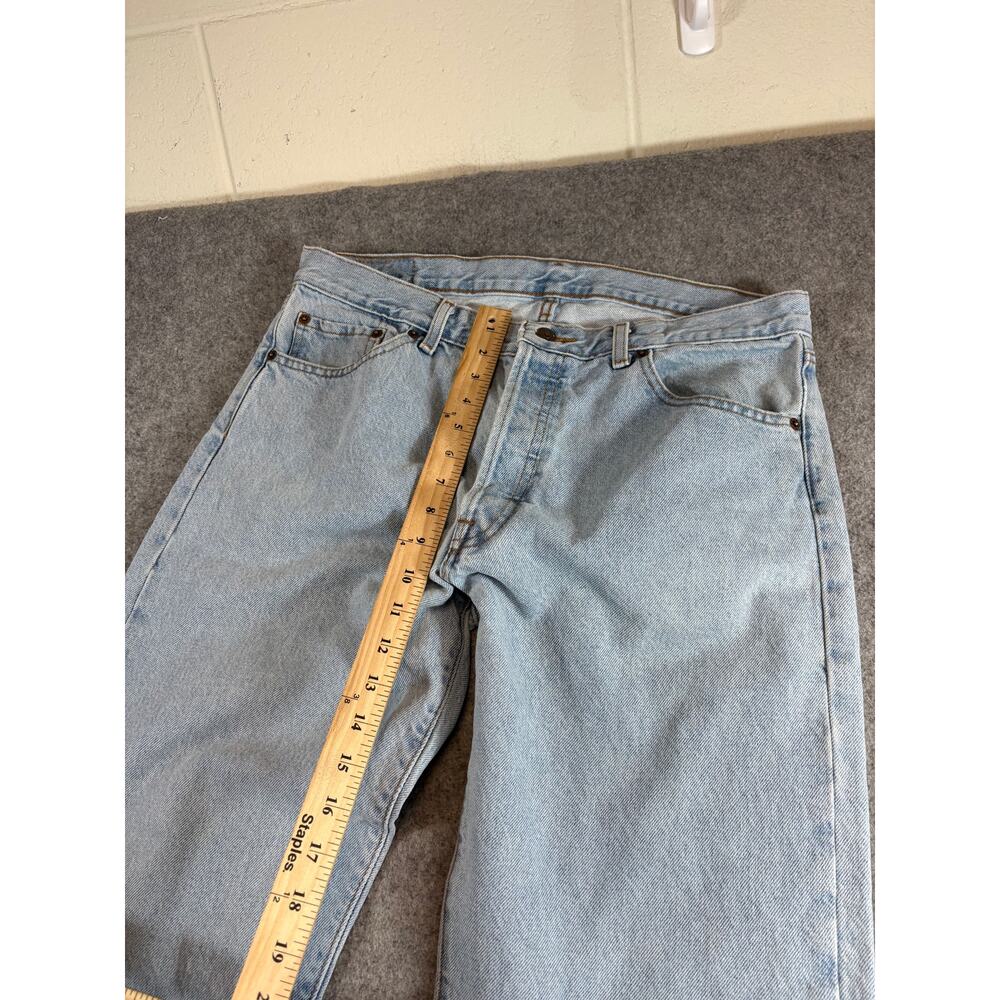 VINTAGE 90s Levis 501 Jeans Mens Blue Straight Leg Light Wash Denim USA 34x29 - Picture 4 of 10